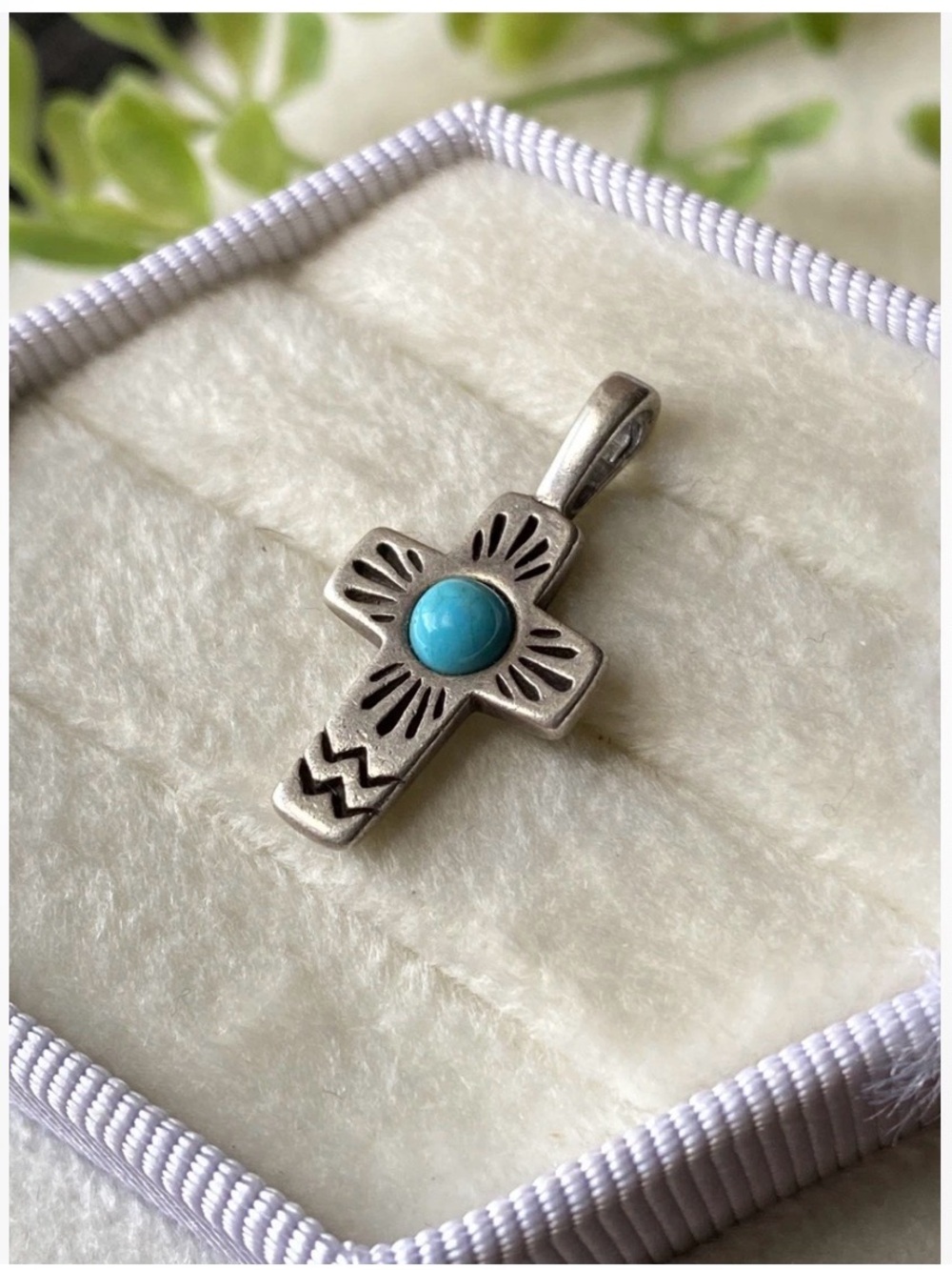 Turquoise Center Cross Pendant - Silver-Tone Women’s Jewelry